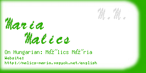 maria malics business card